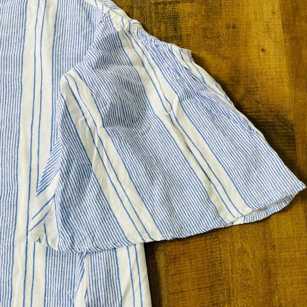 The‎ Nines Blue White Striped Cold Shoulder Tank Top Size M